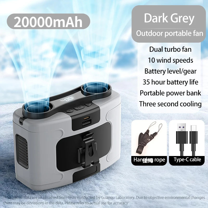ActiveGear ™  Pro 3-in-1 Rugged Portable Fan w/ Powerbank & LED Light