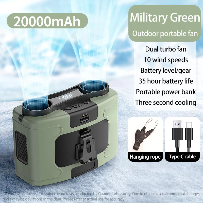 ActiveGear ™  Pro 3-in-1 Rugged Portable Fan w/ Powerbank & LED Light