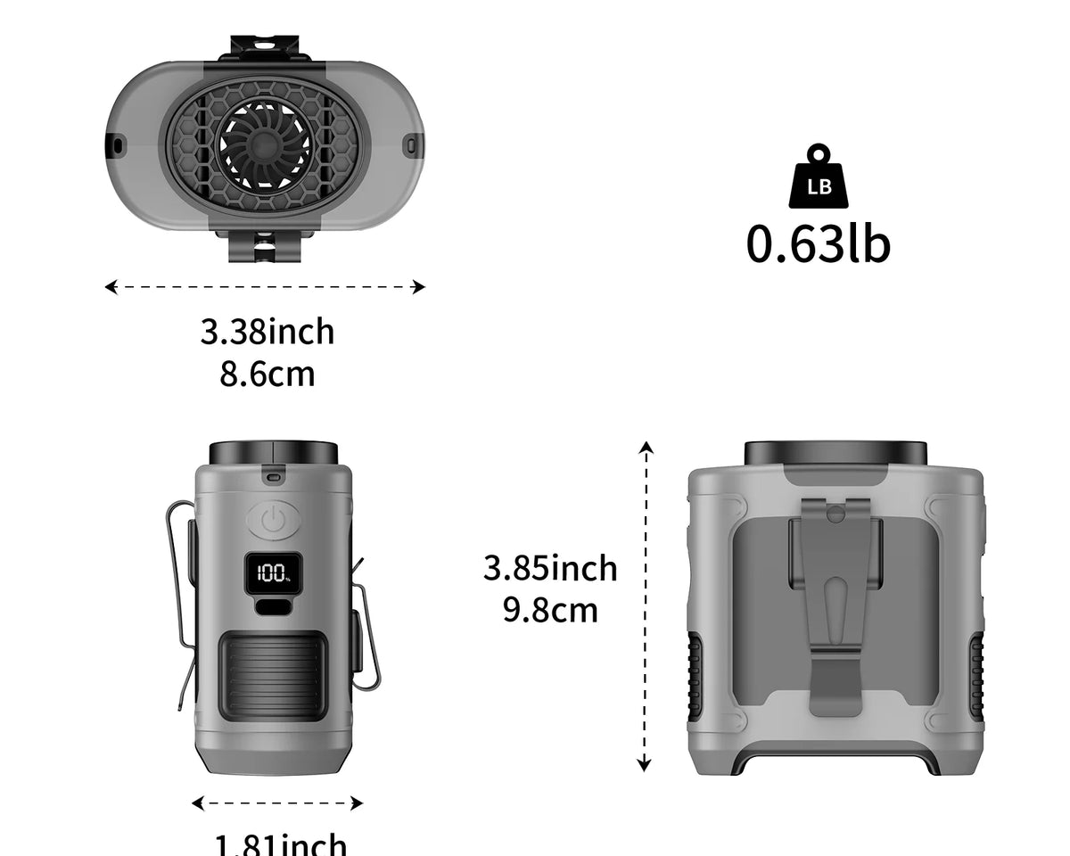 ActiveGear ™  Pro 3-in-1 Rugged Portable Fan w/ Powerbank & LED Light
