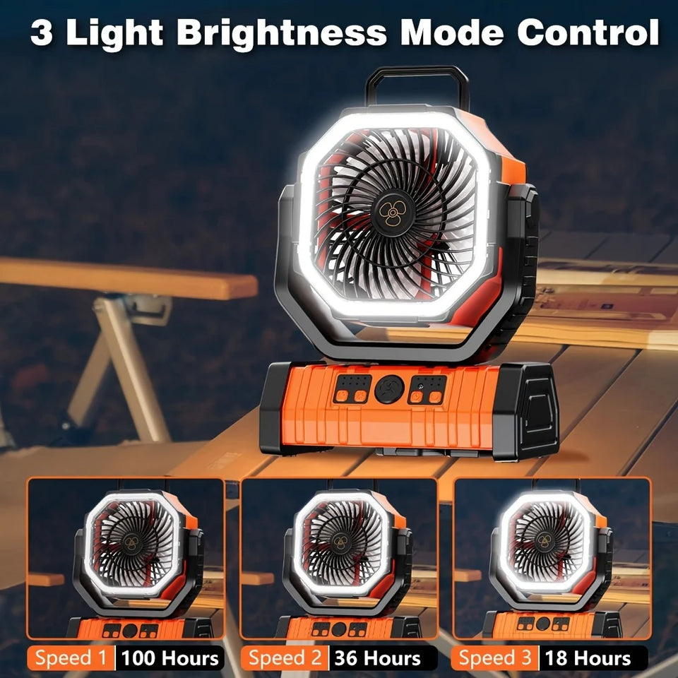 Outdoor Rechargeable Fan W/ LED 2.0