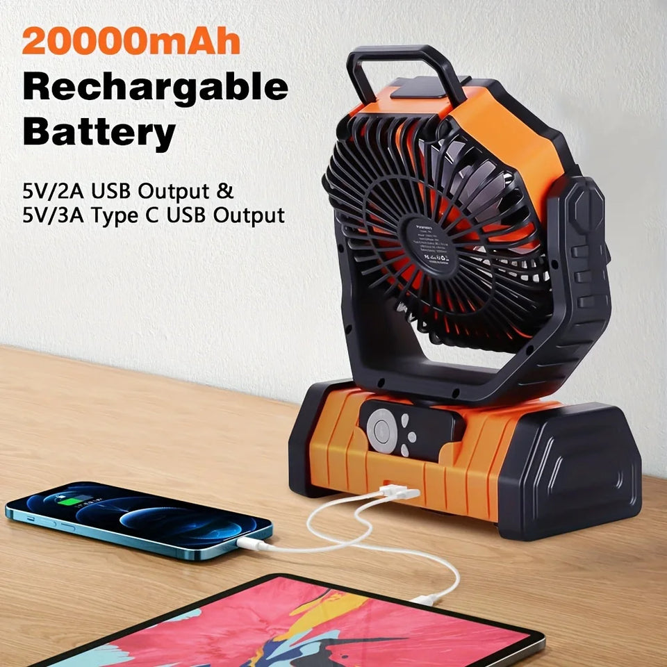 Outdoor Rechargeable Fan W/ LED 2.0