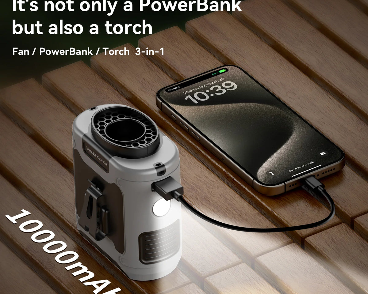ActiveGear ™  Pro 3-in-1 Rugged Portable Fan w/ Powerbank & LED Light