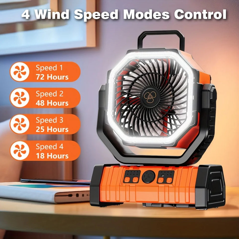 Outdoor Rechargeable Fan W/ LED 2.0