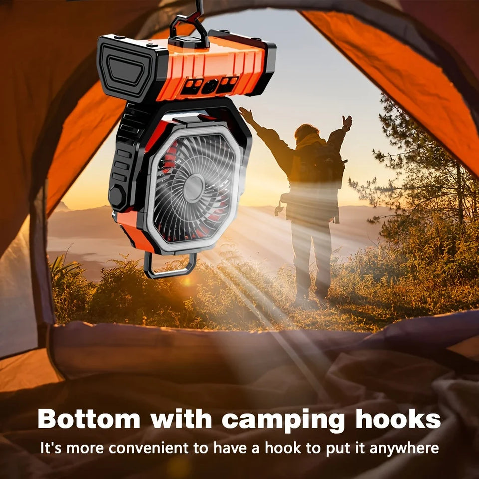 Outdoor Rechargeable Fan W/ LED 2.0