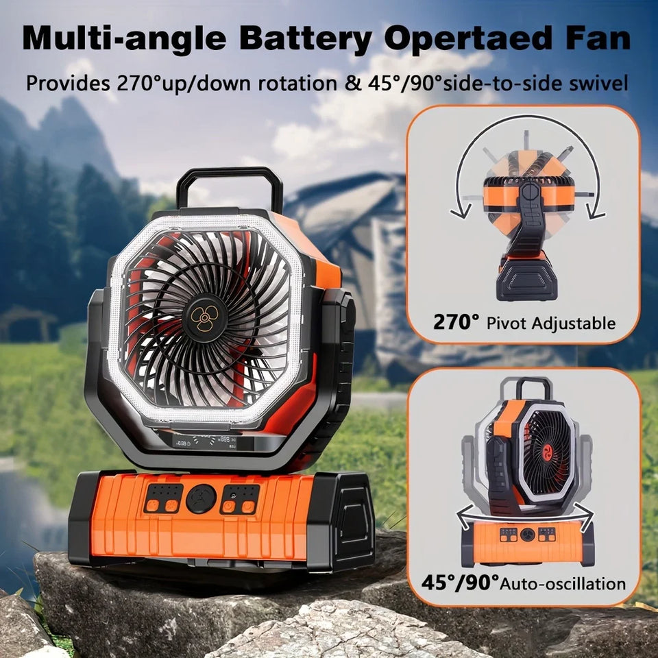 Outdoor Rechargeable Fan W/ LED 2.0